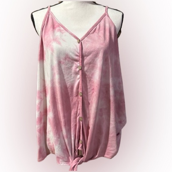 🟧 3 for $30 Stylish Pink Tie-Dye Camisole Top - Picture 1 of 3